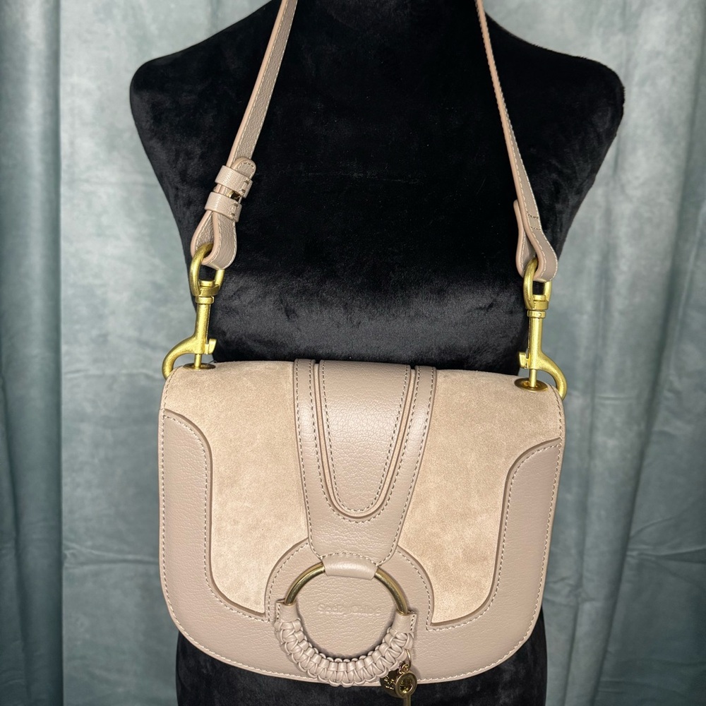 See by Chloe Taupe Suede and  Leather Crossbody Bag